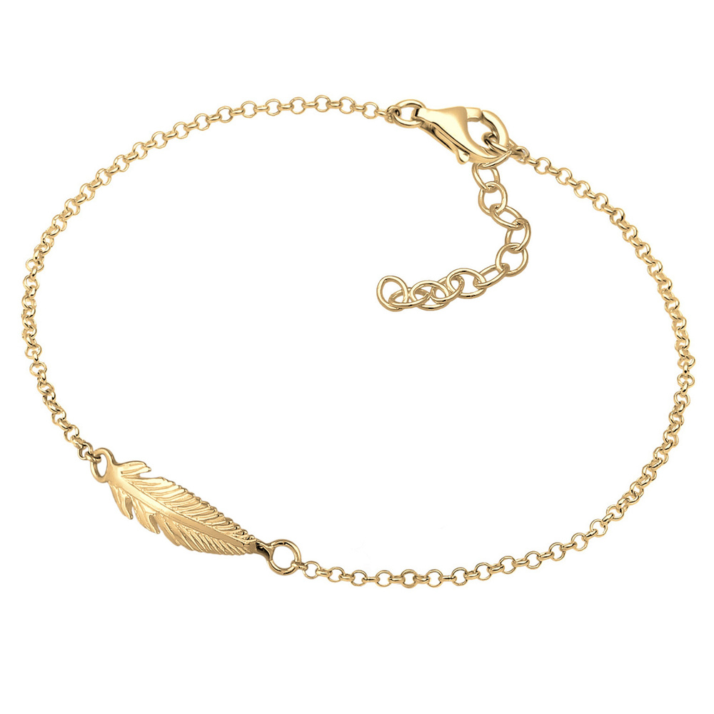 Elli Elli Bracelet Femmes pendentif plume Festival Boho Basic en argent sterling 925 Bracelet