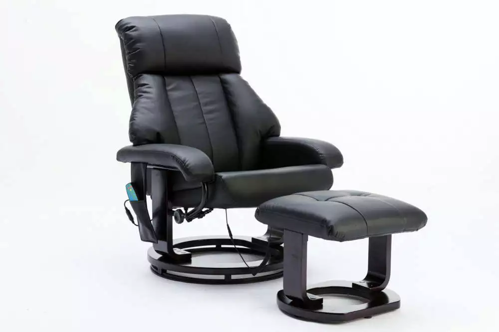 Happy Home Massagesessel mit Fußhocker & Heizfunktion schwarz