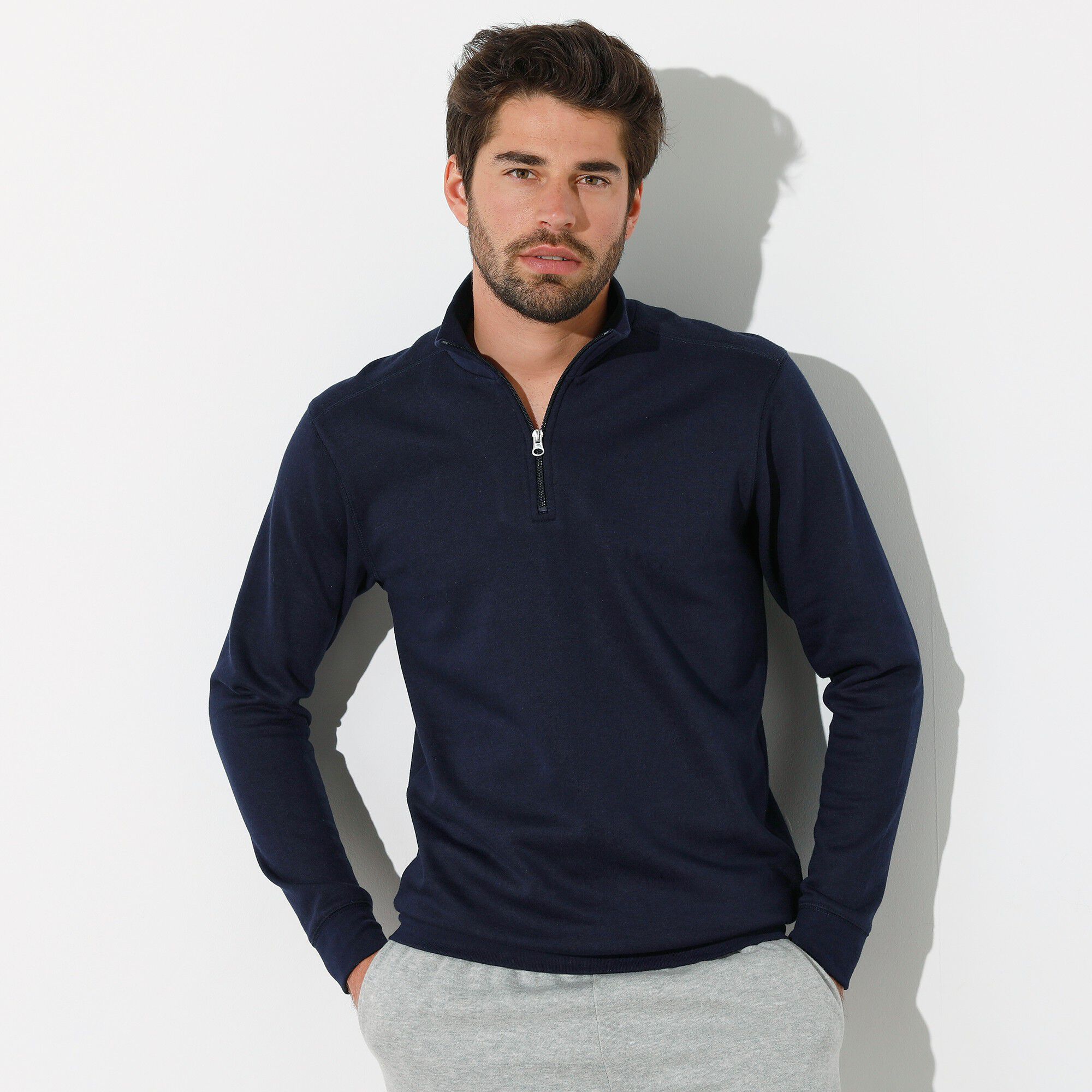 Sweat molleton col camionneur zippé