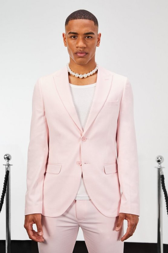 Einreihige Skinny Leinen-Anzugjacke