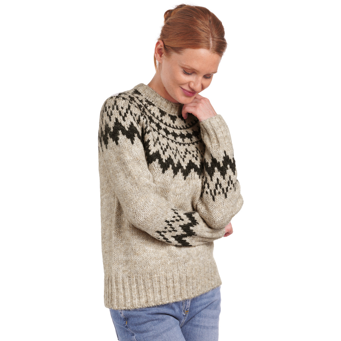 Damen Strickpullover mit Norwegermuster