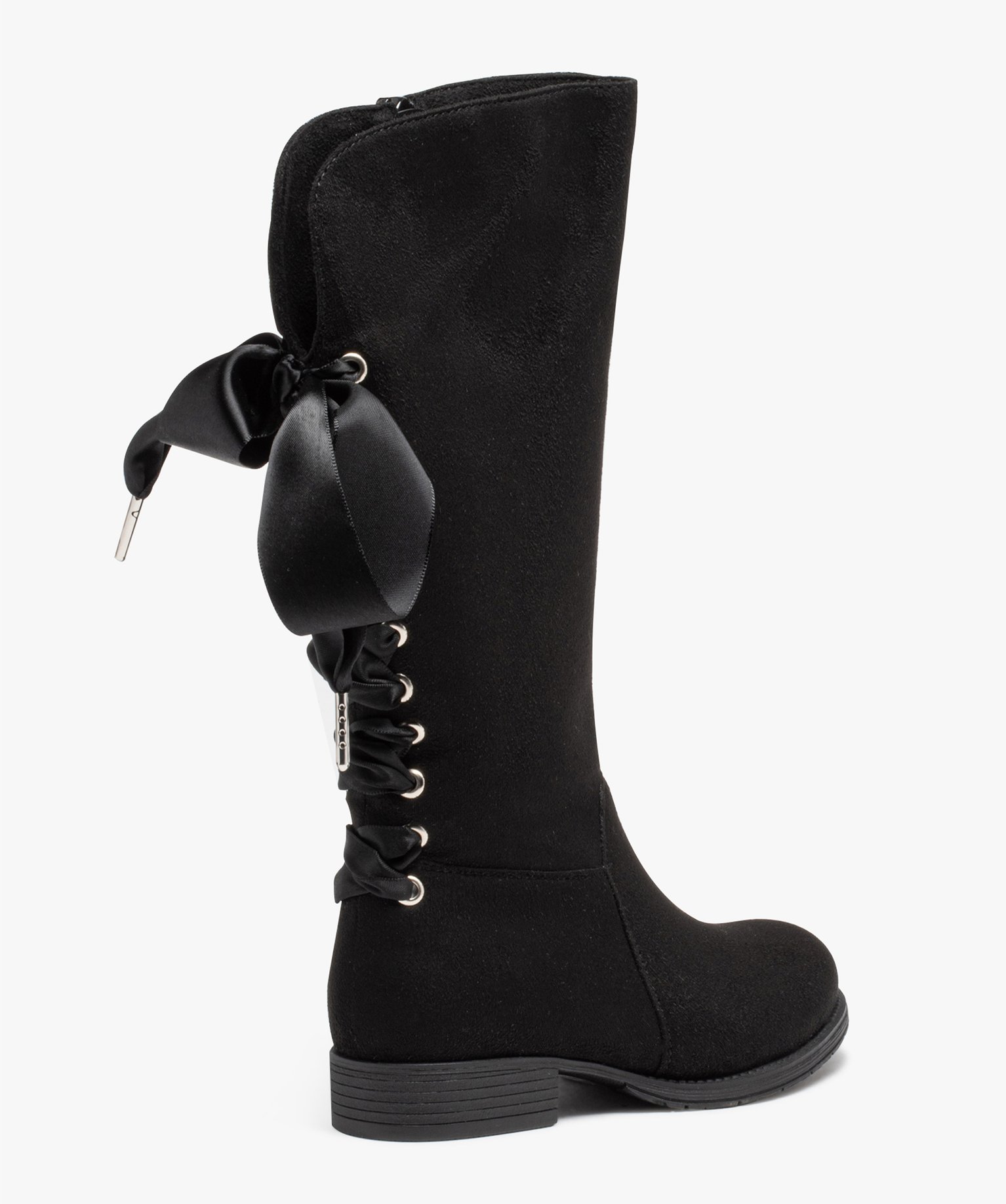 Bottes en suédine à tige lacée fille noir | GEMO