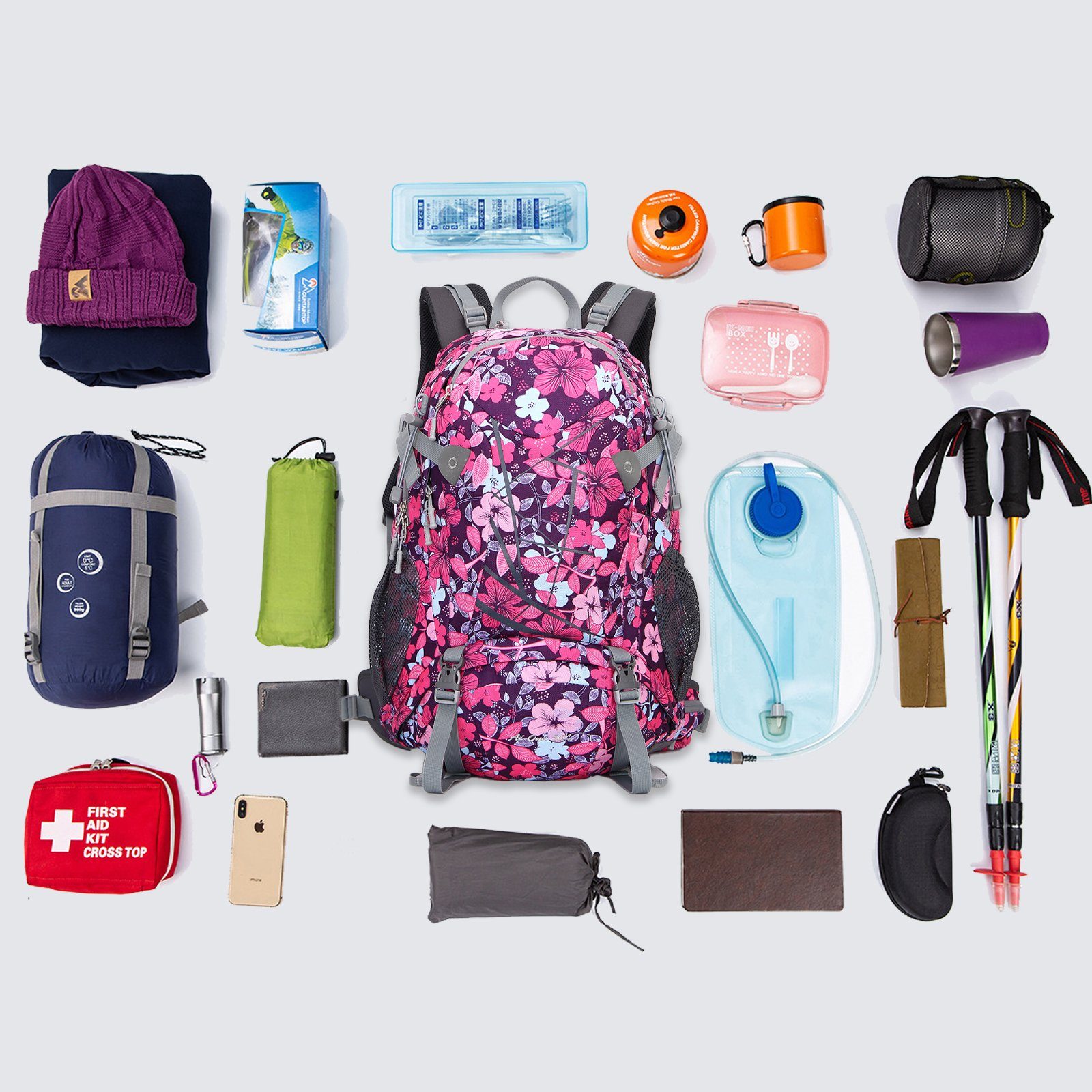 TAN.TOMI Kletterrucksack 30L Großer Wanderrucksack mit Rückenbelüftung, wasserabweisend Daypack, mit Regenschutz für Outdoor Reisen Camping Trekking