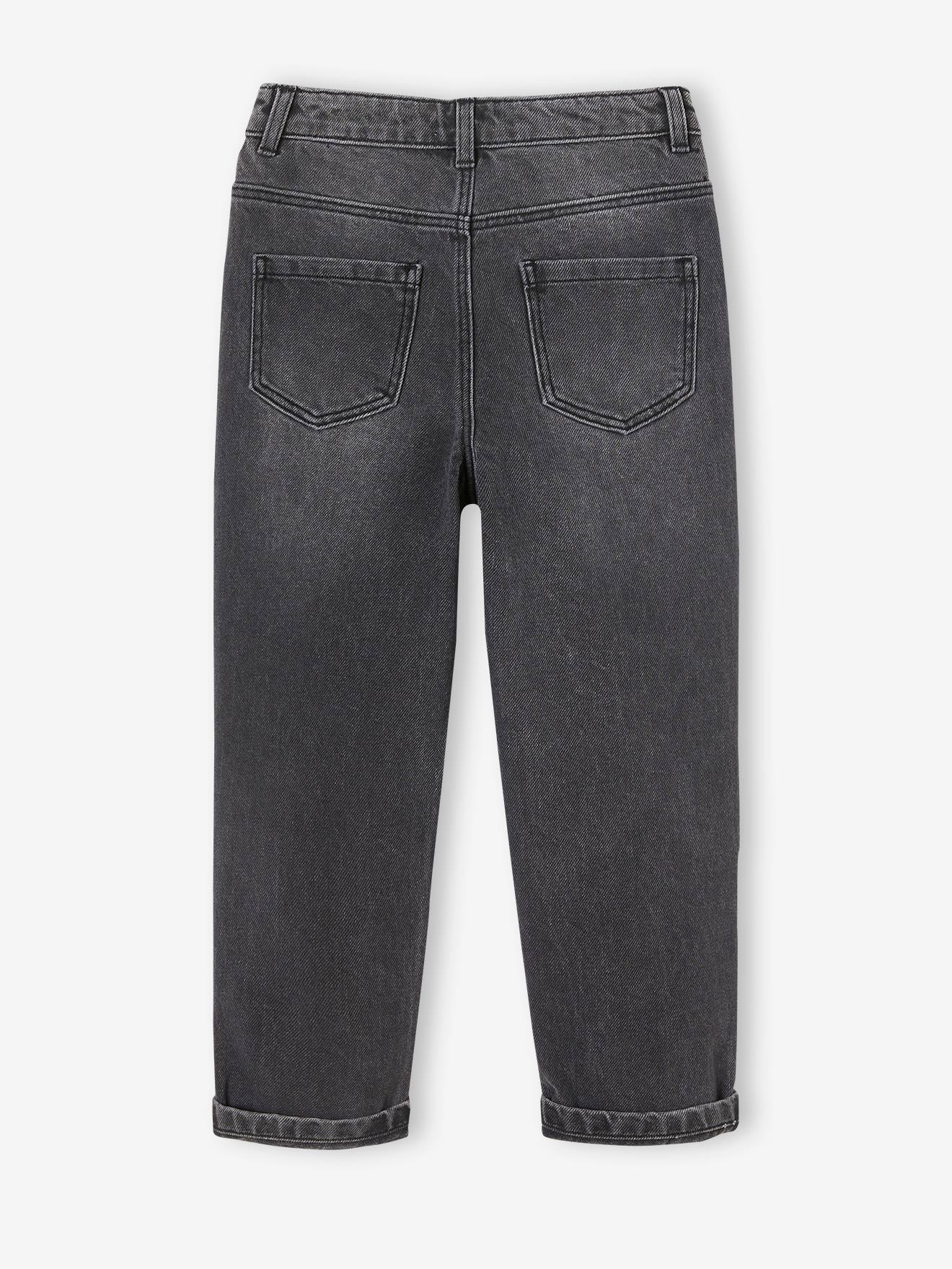 Jean loose boyfriend fille. denim gris