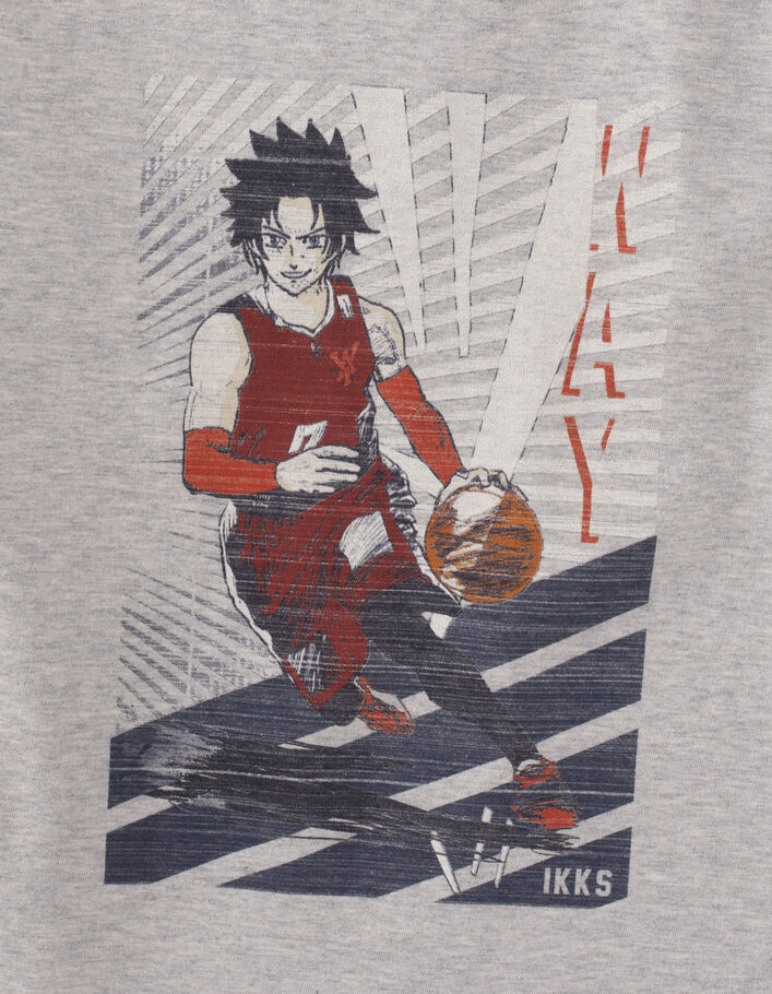 T-shirt gris visuel manga-basketteur garçon
