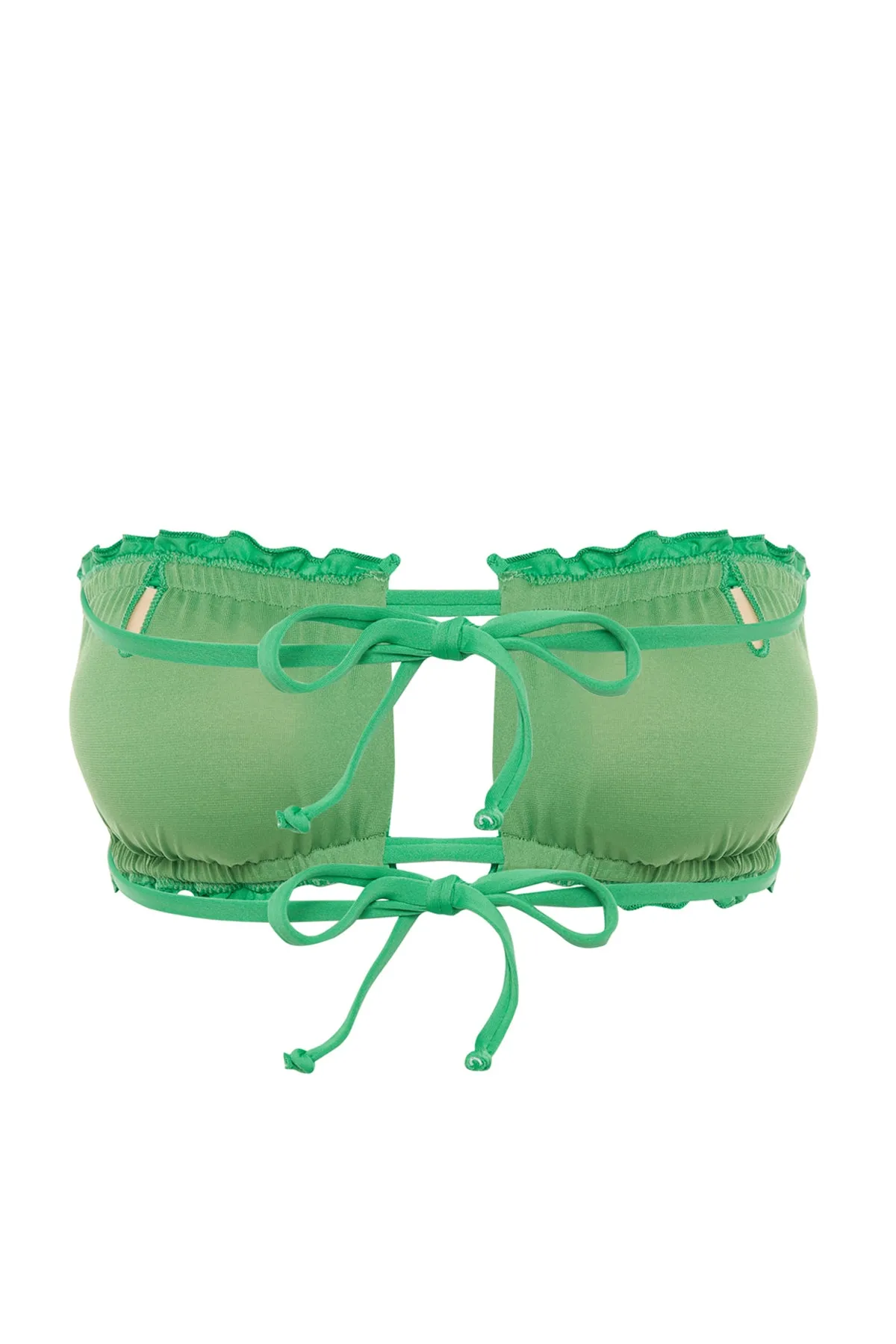 Trendyol Collection  Grünes trägerloses Bikinioberteil mit Cut-Outs/Fenster TBESS23BU00335