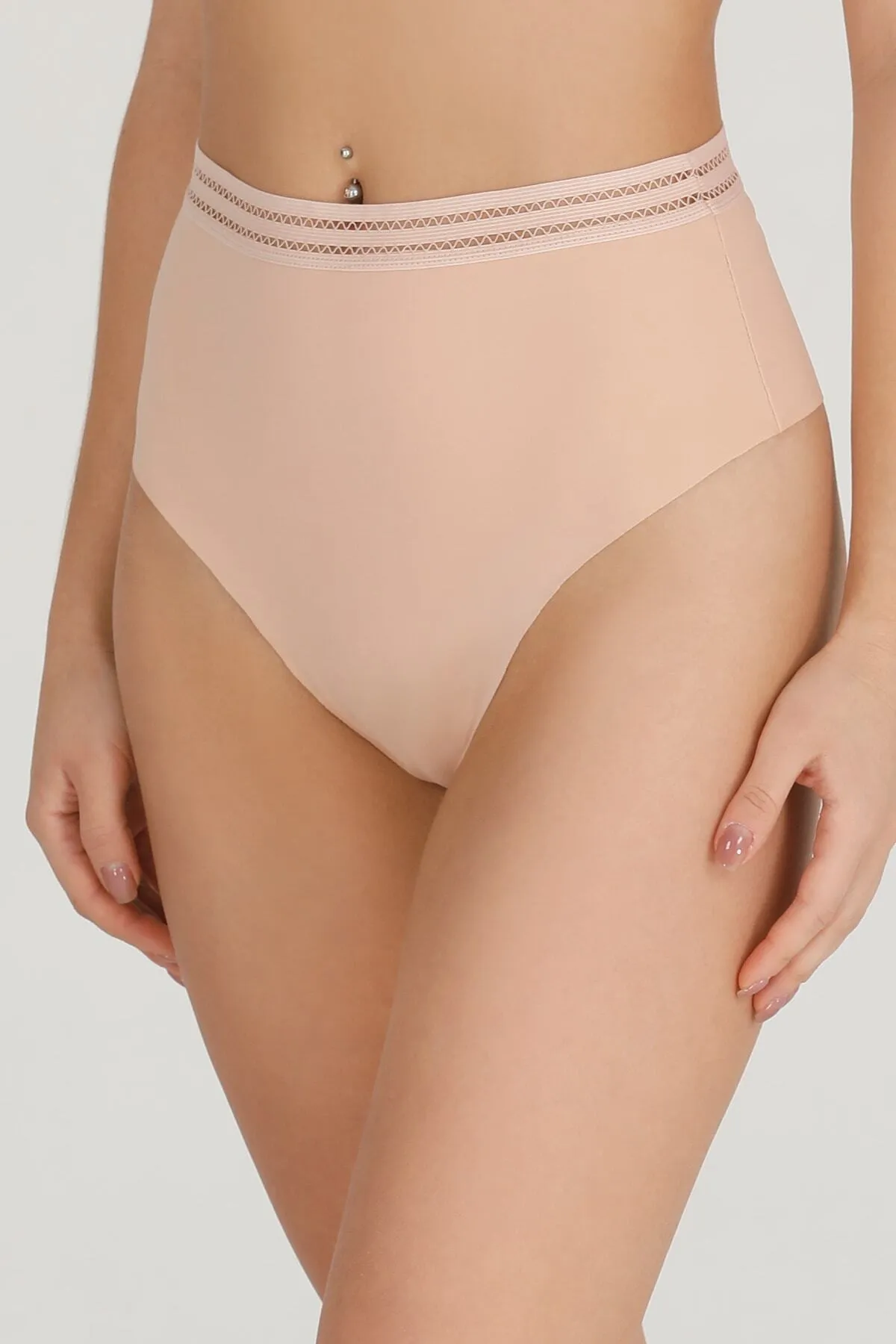Sensu  Damen – Lasergeschnittene Höschen mit hoher Taille, Tanga mit Spitzenbund, 3er-Pack-Set, gemischt – Kts2026
