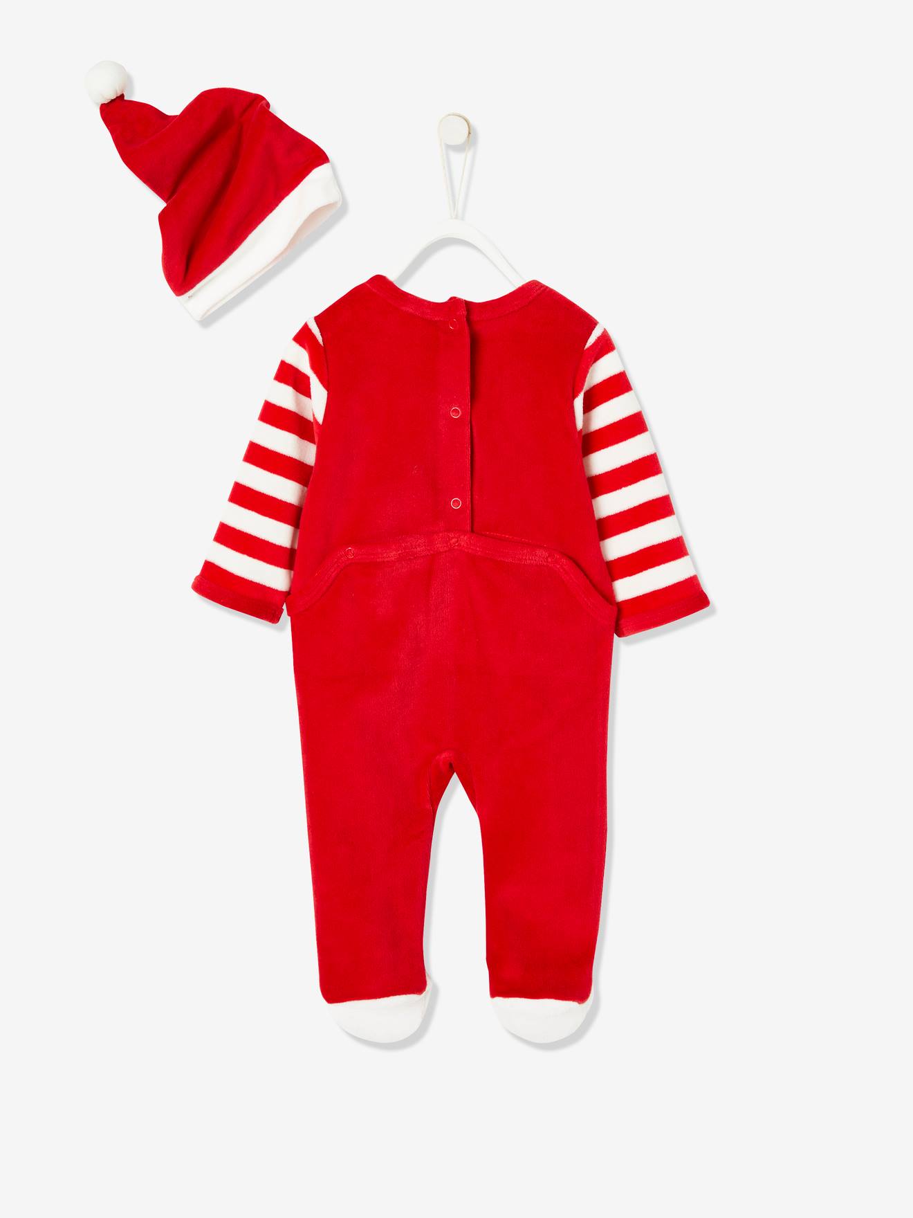 Coffret cadeau de Noël bébé dors-bien en velours + bonnet rouge brique