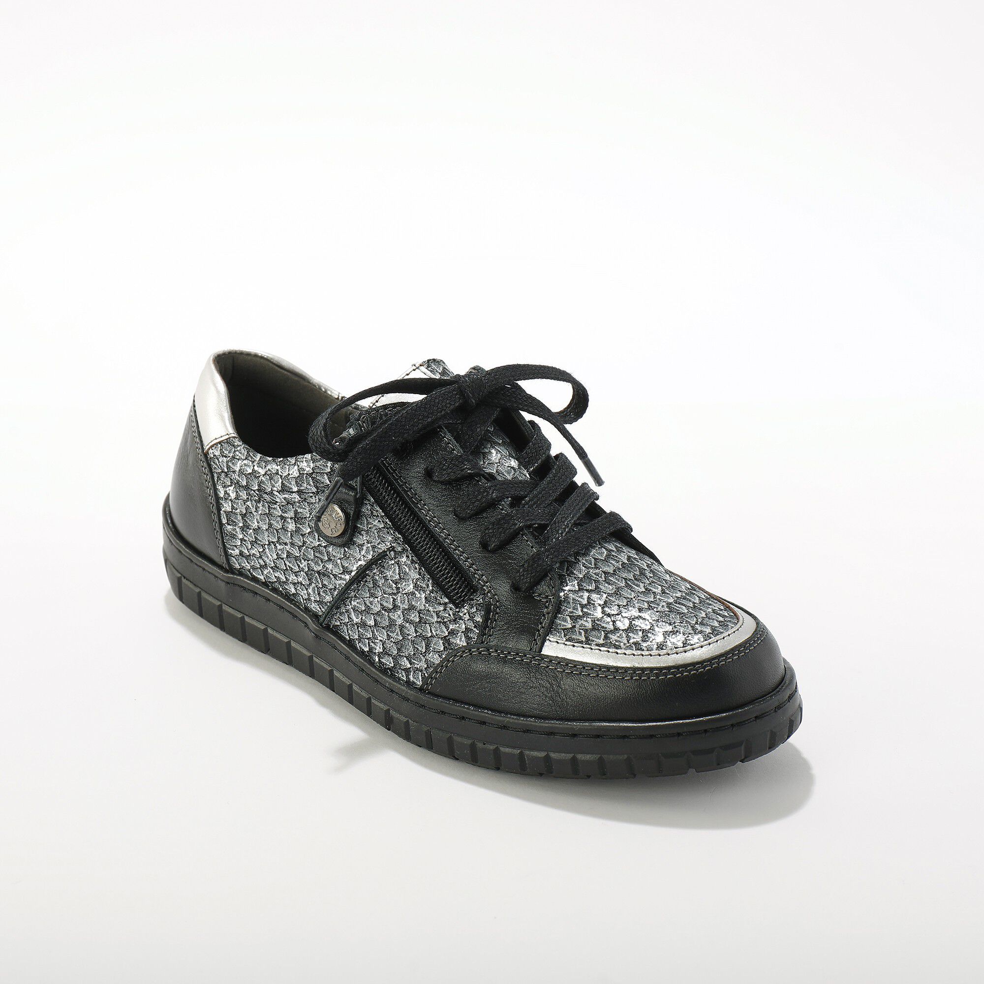 Baskets zippées bimatières en cuir