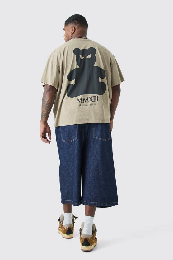 Plus lange Jeansshorts in Indigo-Waschung