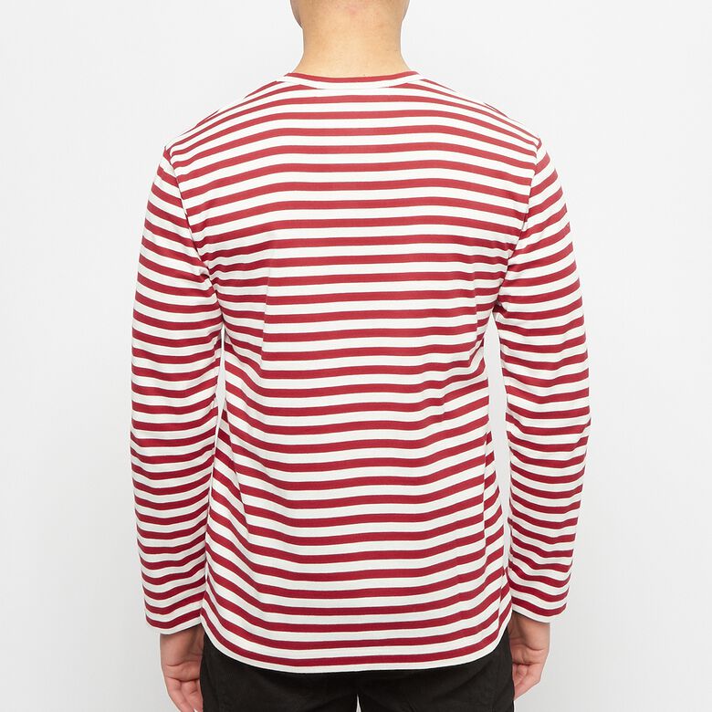 Comme des Garcons Play Play Red Heart Striped Long Sleeve T-Shirt red/white