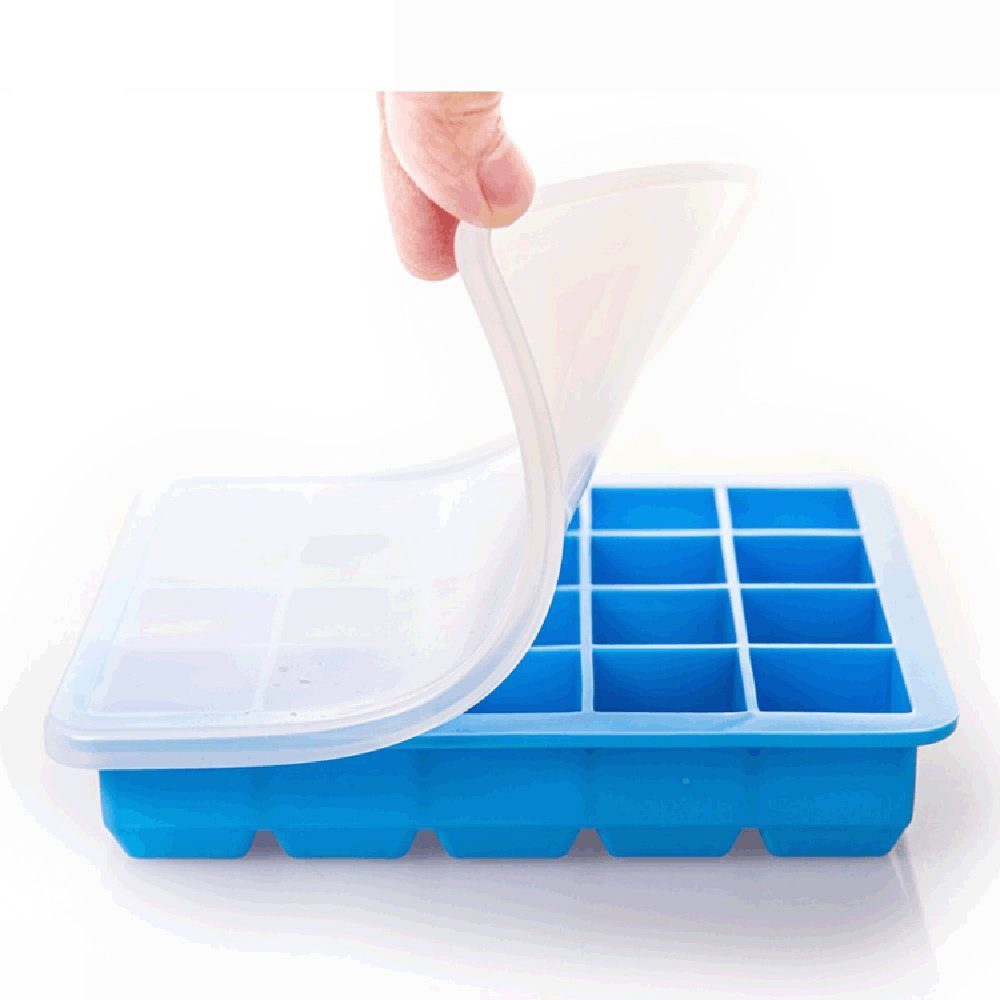 Questive Eiswürfelbehälter Eiswürfelbehälter mit Deckel zum Einfrieren Silikon Eiswürfelbox, Silikon, (1-tlg)
