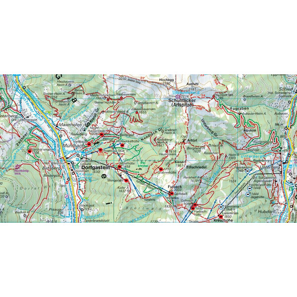 Gasteiner Tal, Wagrain, Raurisertal, Grossarltal  1 : 50 000. WK 191 - Wanderkarte