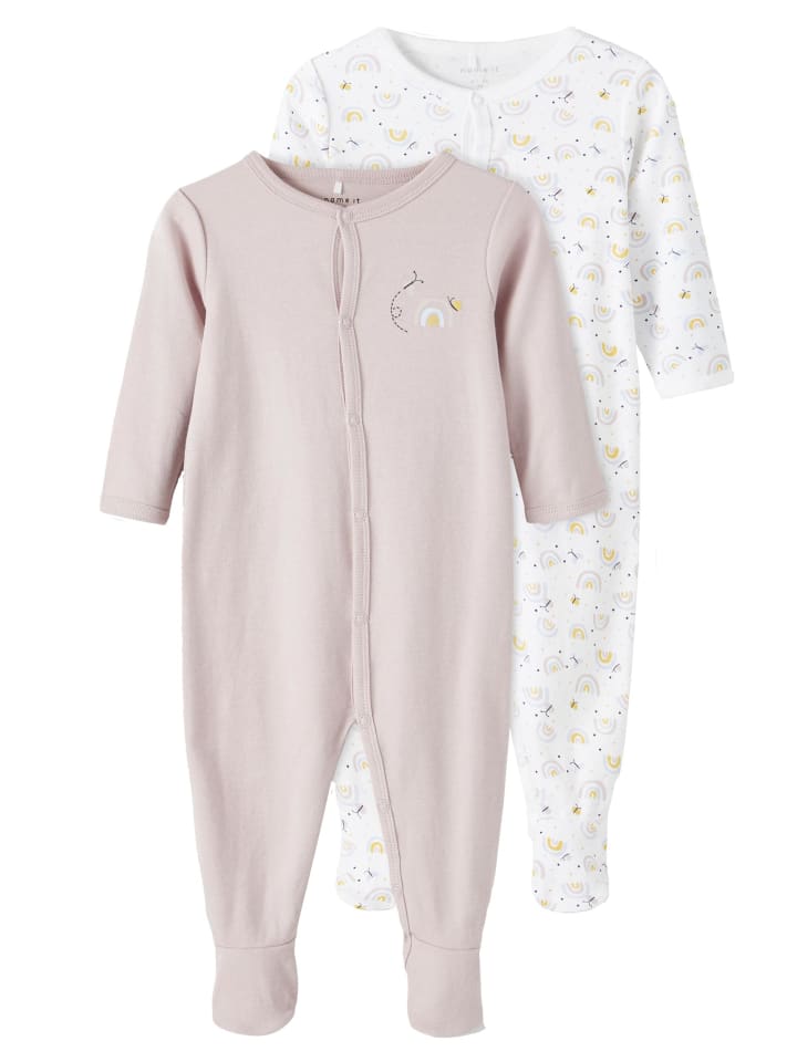 name it Mädchen 2 Schlafoveralls mit Druckknopf in Rosa günstig kaufen