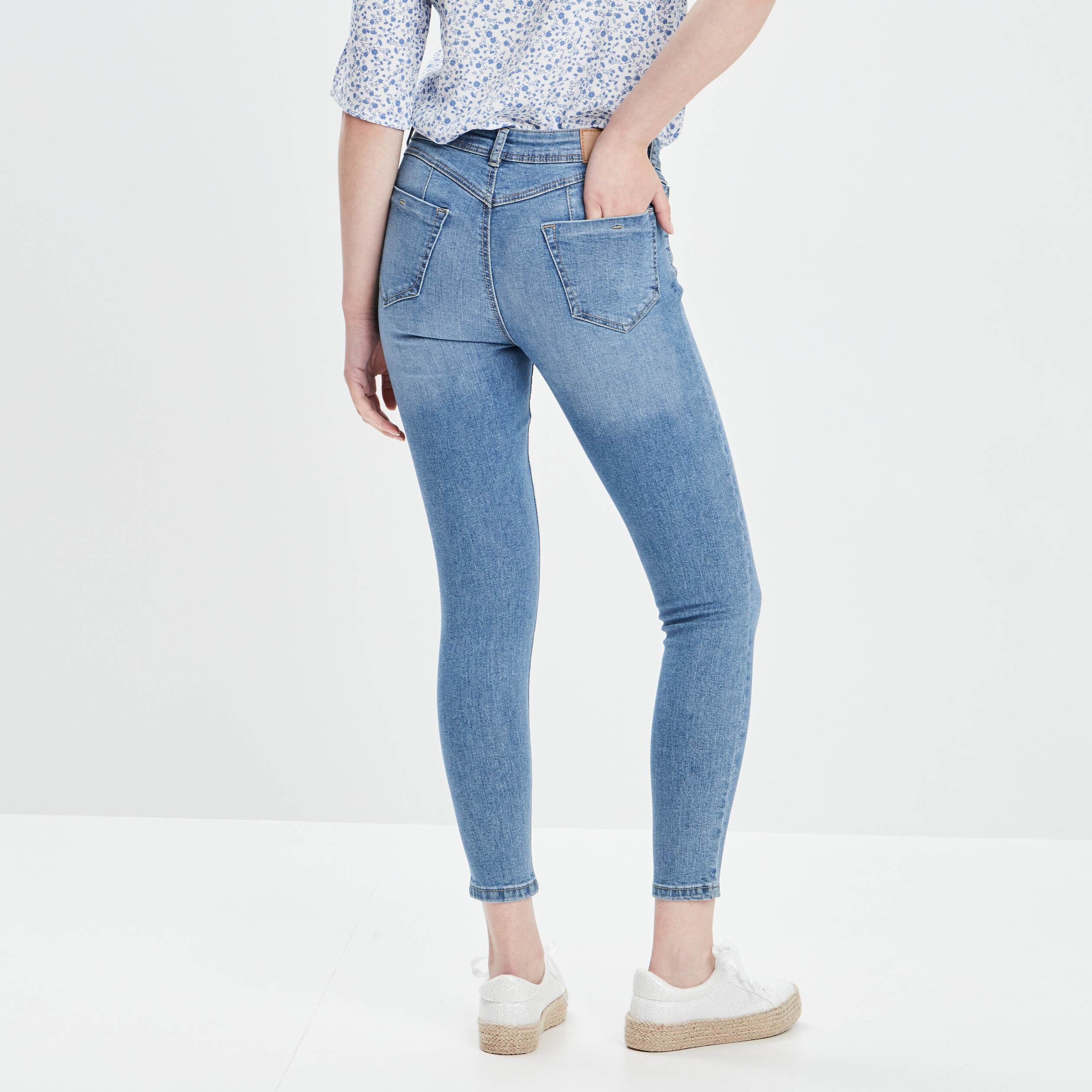 Jeans skinny push-up denim bleach femme | La Halle