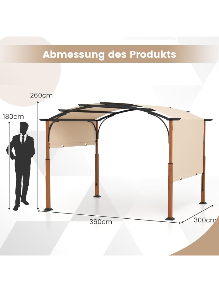 COSTWAY Pergola mit ausziehbarem Dach 3,6x3m in Beige günstig kaufen onesize