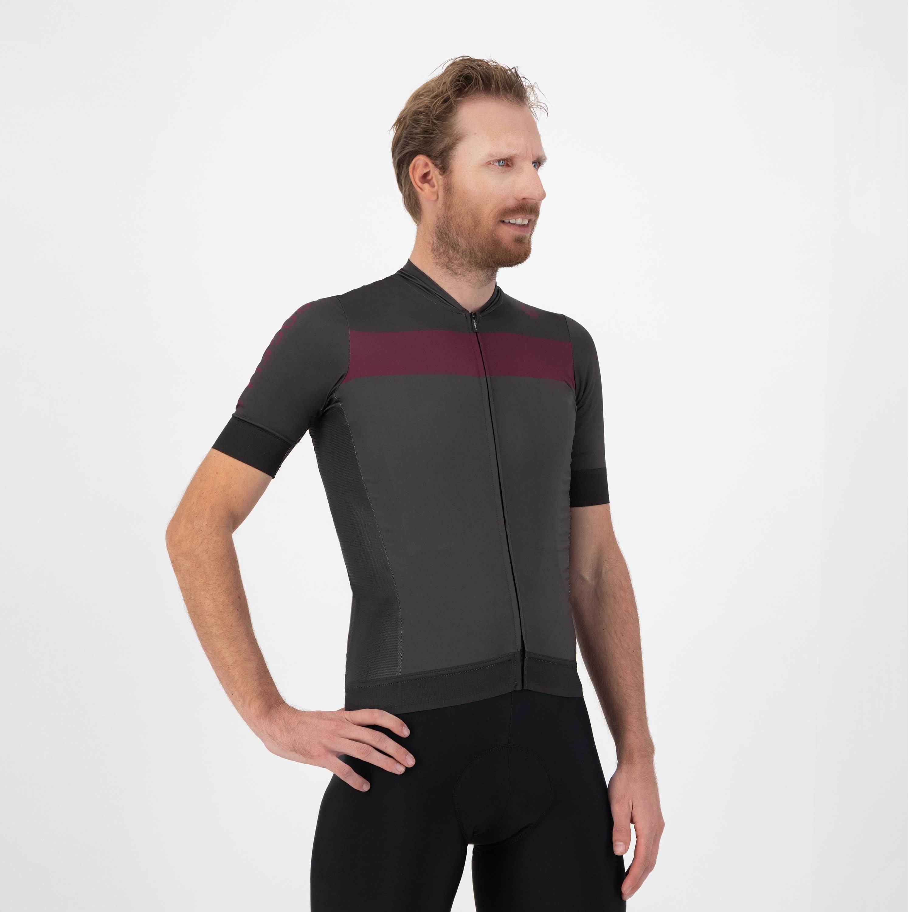 Rogelli Prime Grau/Bordeaux Herren Radtrikot Kurzarm