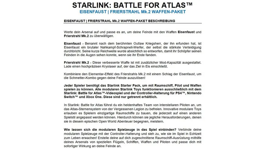 Starlink - Battle for Atlas Weapon Pack Iron Fist & Freeze Ray MK.2