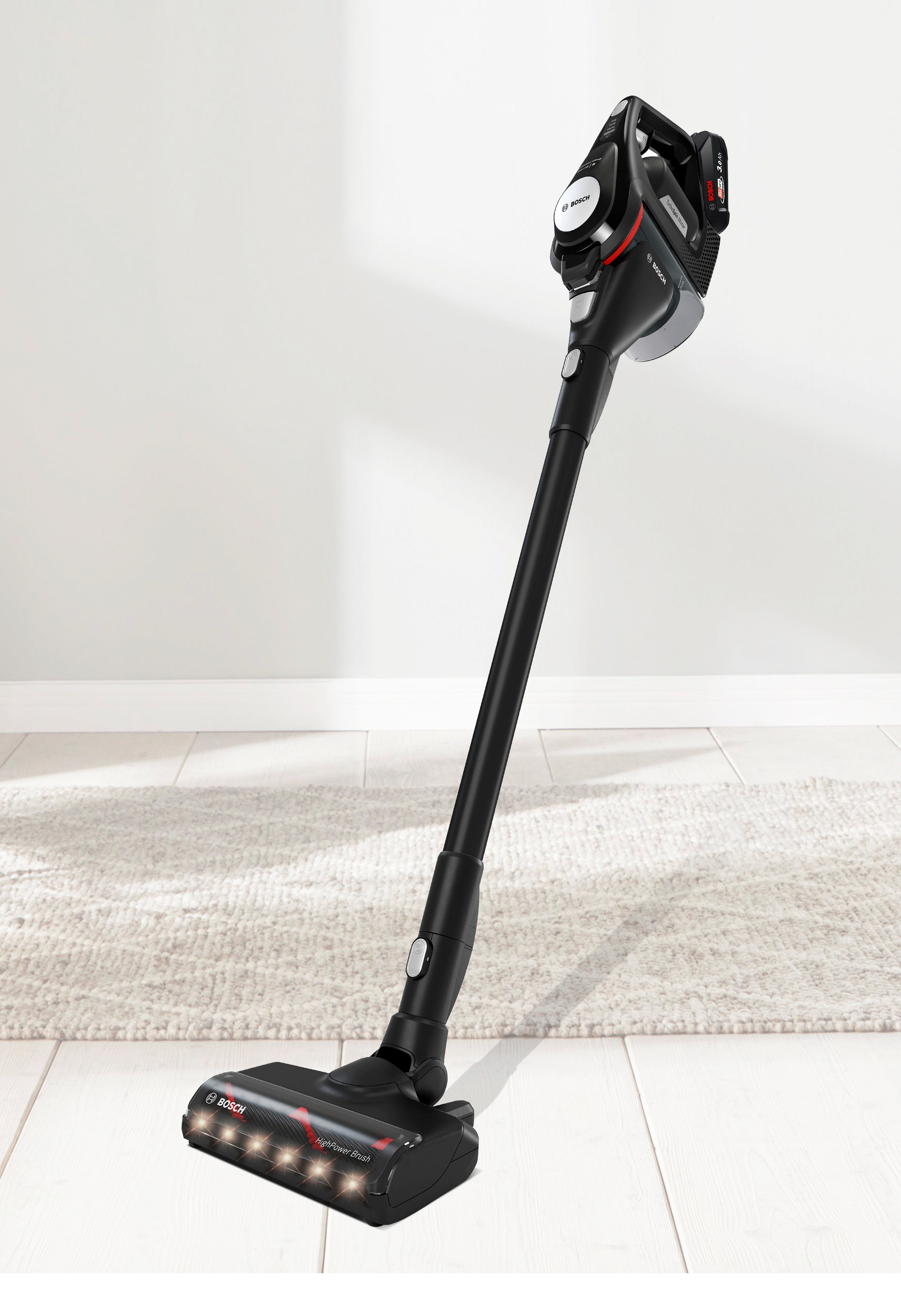BOSCH Akku-Stielstaubsauger BKS8214T Unlimited Serie, 8 Gen2, beutellos, 45 Min Laufzeit, inkl. elektrische Minidüse und flexibler Fugendüse