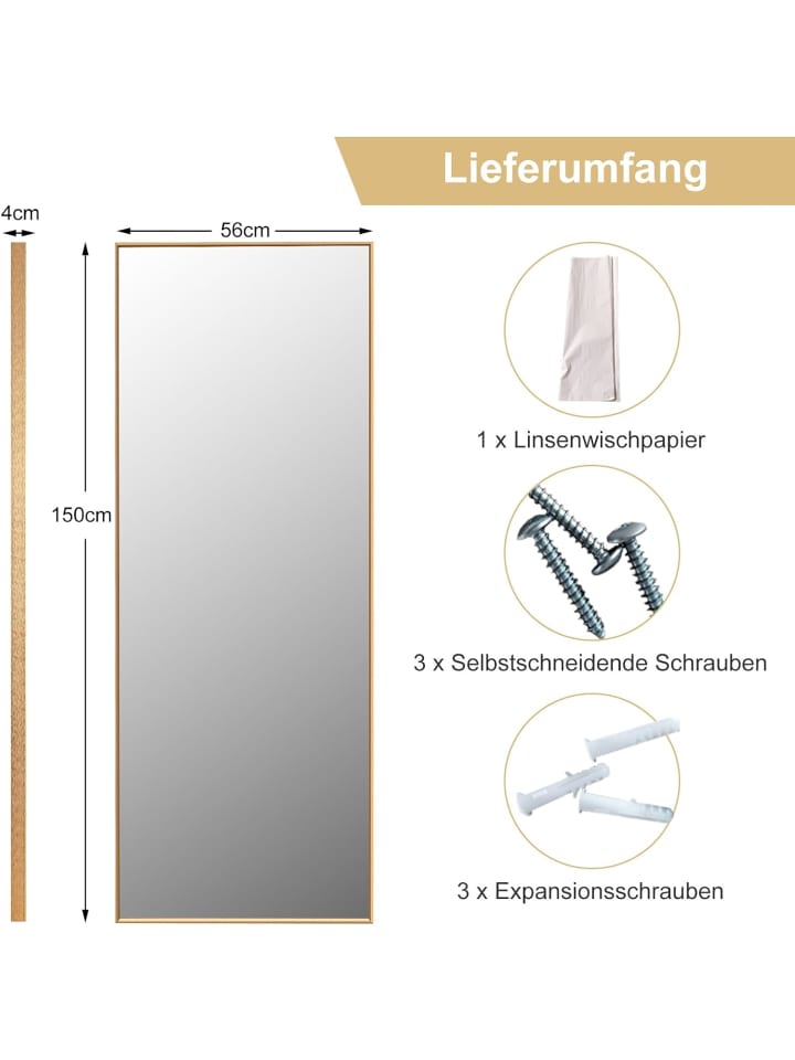 COSTWAY Wandspiegel in Gold günstig kaufen 150 cm
