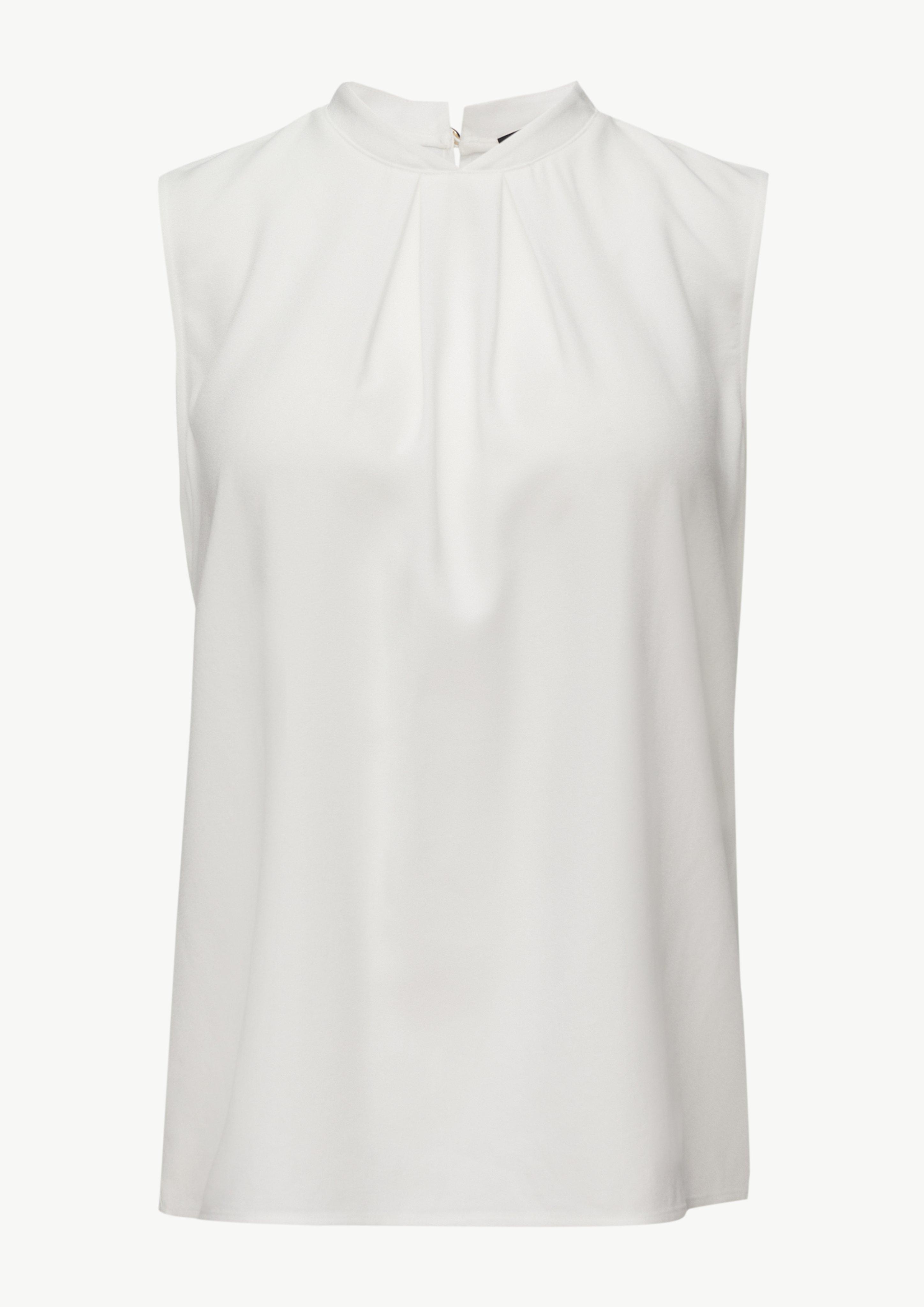 Bluse aus Viskose-Crêpe mit Faltendetails - weiß