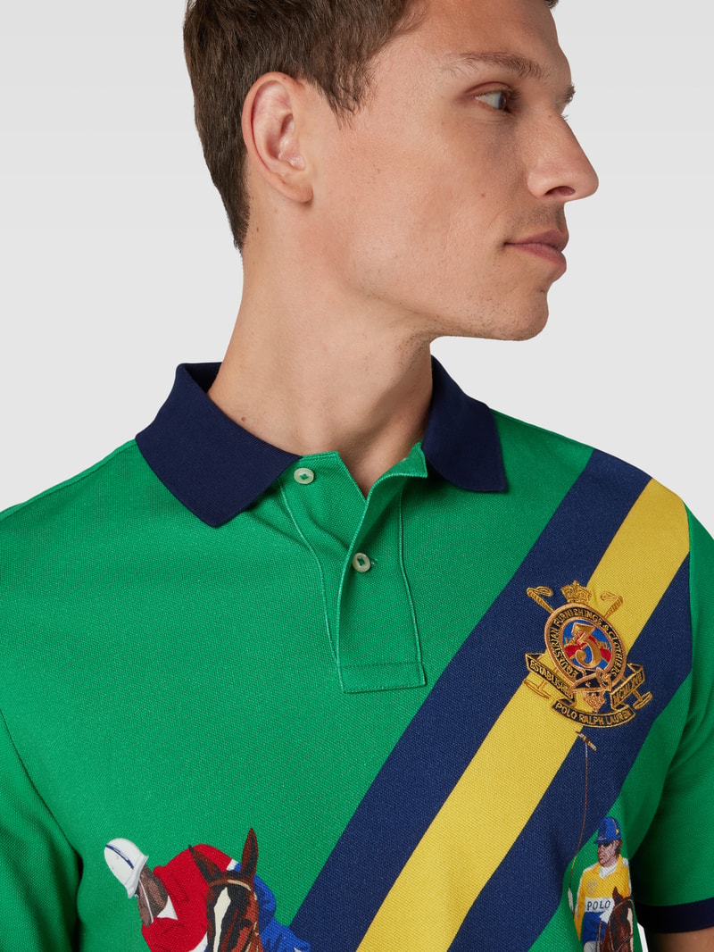 Poloshirt mit Motiv-Print in grün