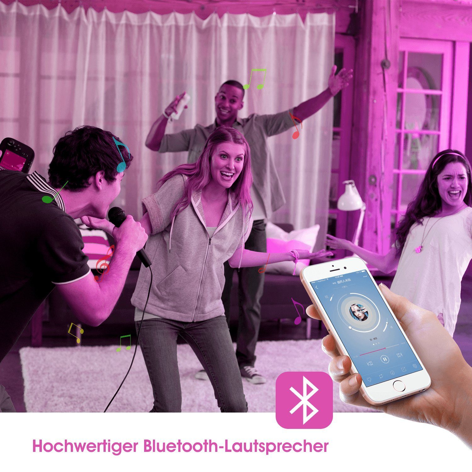 oyajia Deckenleuchte LED Deckenlampe mit Bluetooth Lautsprecher, RGB Dimmbar, LED fest integriert, RGB/Kaltweiß/Naturweiß/Warmweiß, Dimmbar mit Fernbedienung oder APP, für Schlafzimmer Küche Wohnzimmer