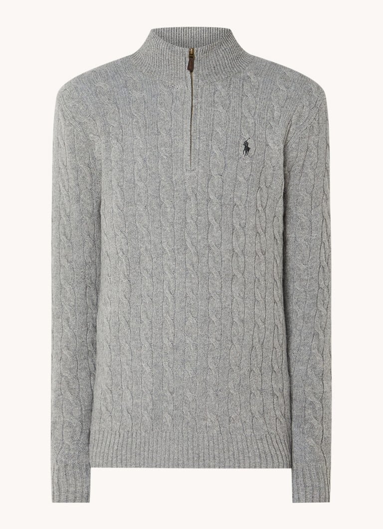 Ralph Lauren Cable-knit sweater in cashmere blend with half zip