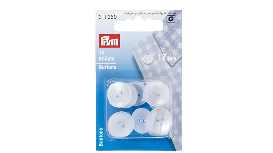 Prym Kittel-/Schlafanzugknöpfe Kunststoff 17 mm perlmutt perlmutt