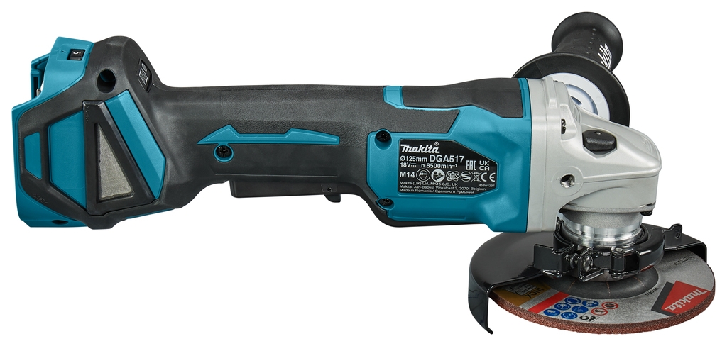 Makita DGA517ZJ 18V vinkelslip 125 mm med broms exkl. batterier och laddare i MBox