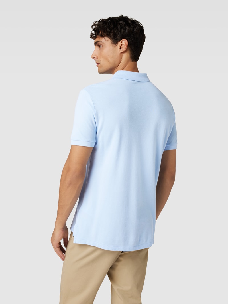 Poloshirt mit Logo-Stitching Modell 'BASIC' in hellblau