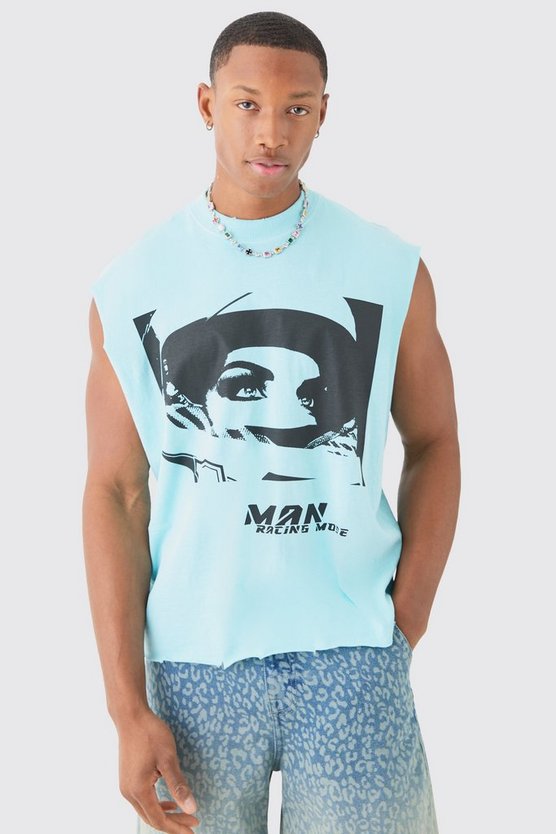 Oversize Racer-Tanktop mit Print