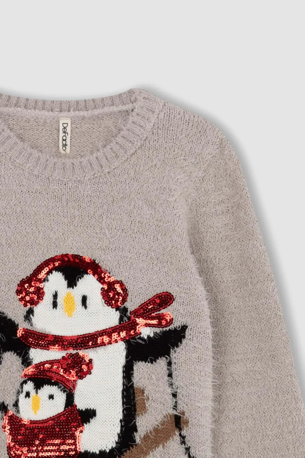DeFacto  Mädchenpullover mit Rundhalsausschnitt und Neujahrsmotiv