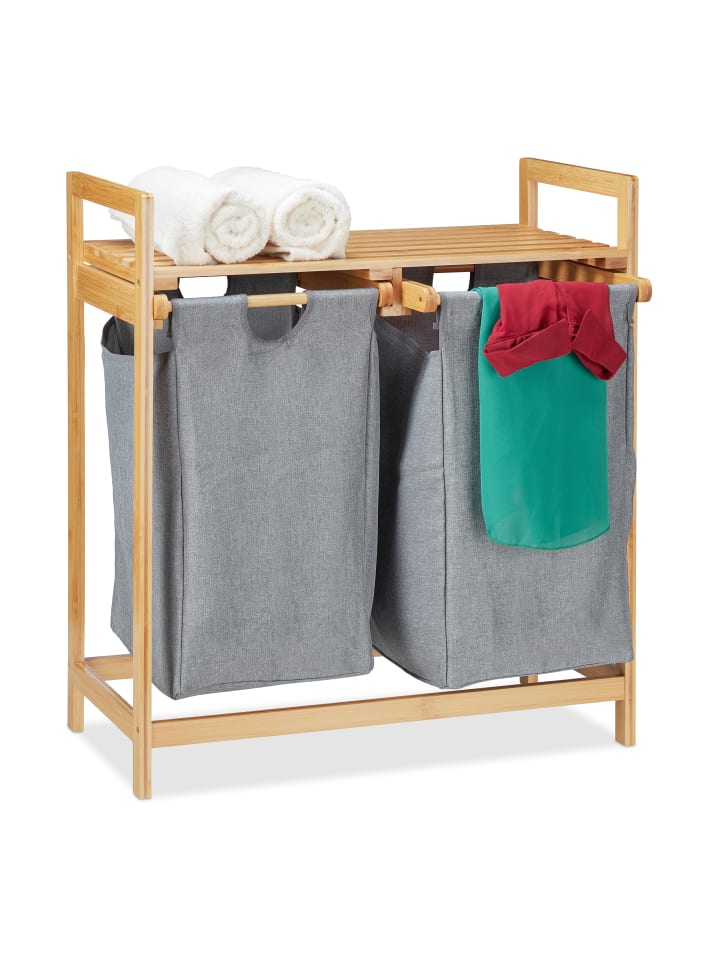 relaxdays Wäschekorb 2 Fächer mit Ablage günstig kaufen onesize