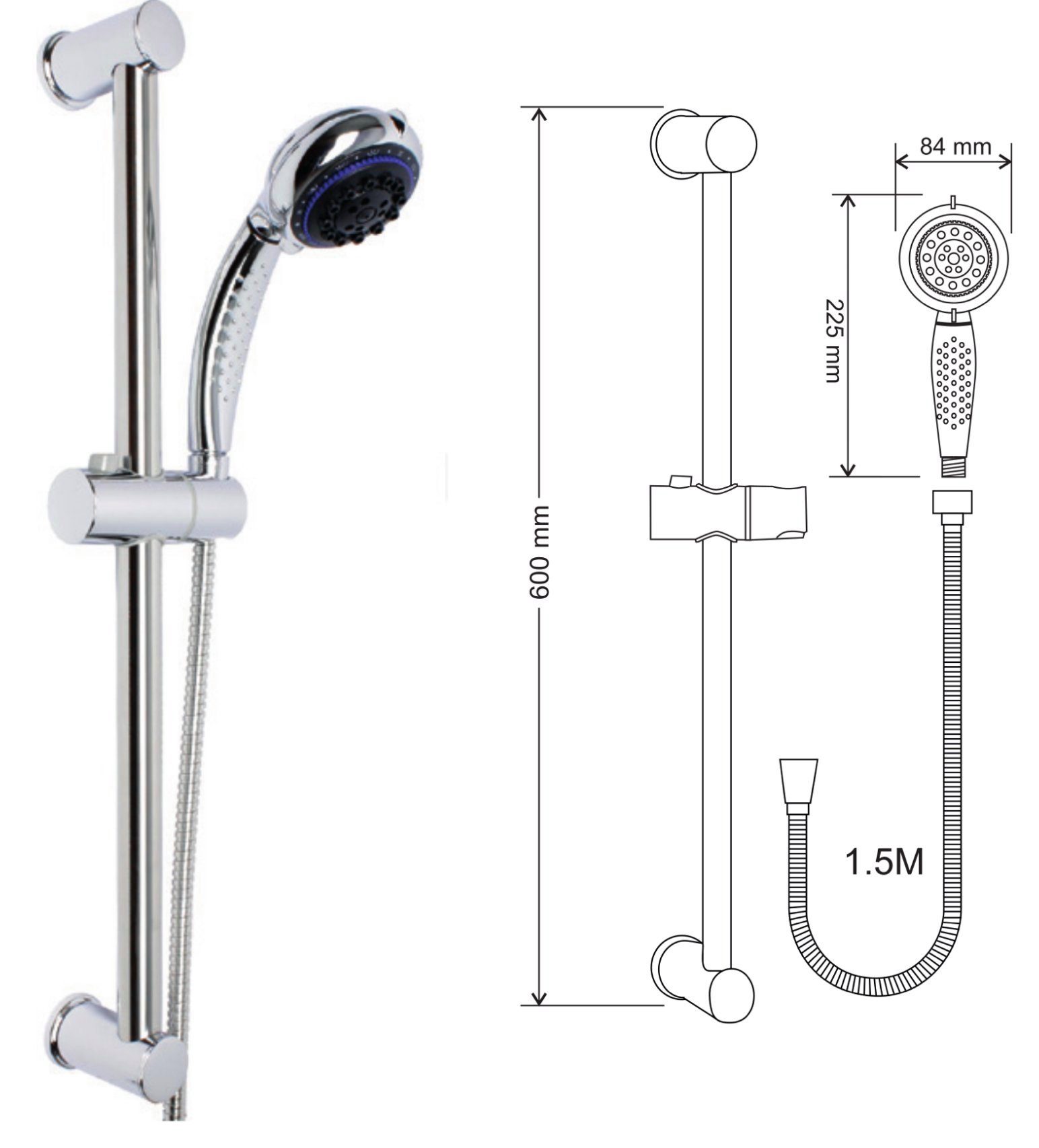 Faizee Möbel Brausegarnitur Dusch Set Duscharmatur Brause Garnitur Duschkopf Handbrause Duschstange Bad, 5 Strahlart(en), 3 tlg.