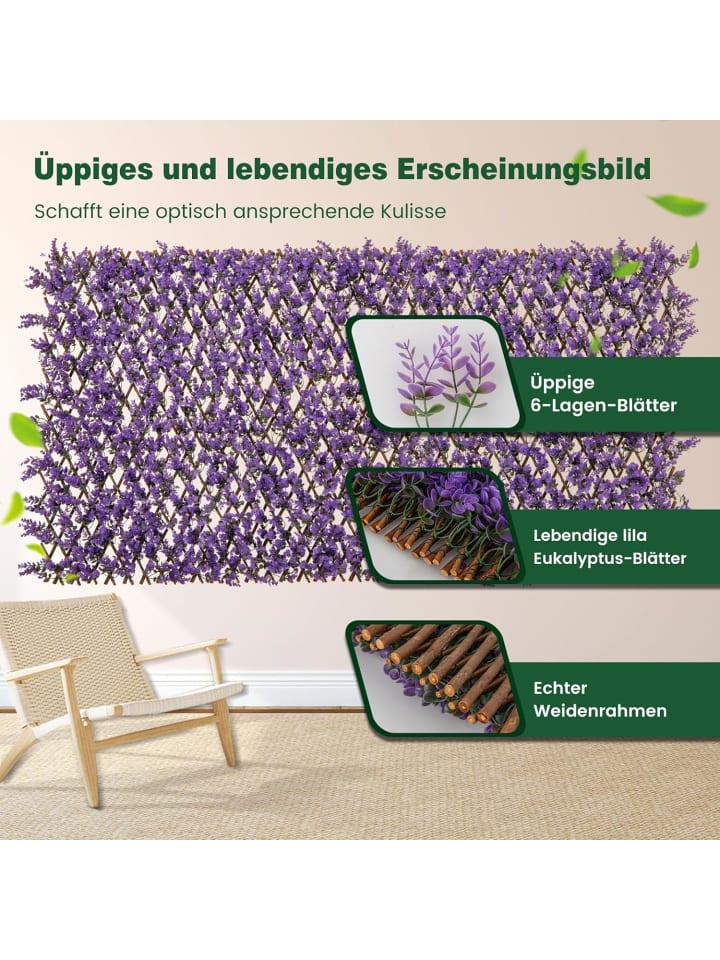 COSTWAY Künstliche Pflanzenwand Sichtschutz 180x90cm in Lila günstig kaufen onesize
