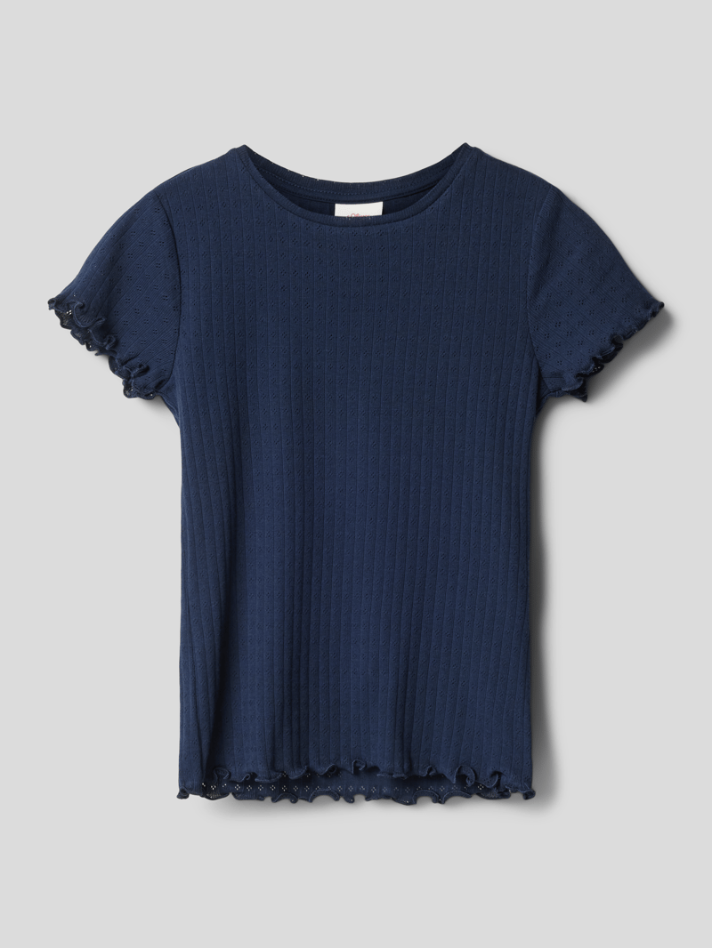 T-Shirt mit Ripp-Struktur in marineblau