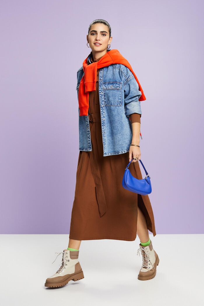 Oversize-Hemdblusenkleid in Midilänge