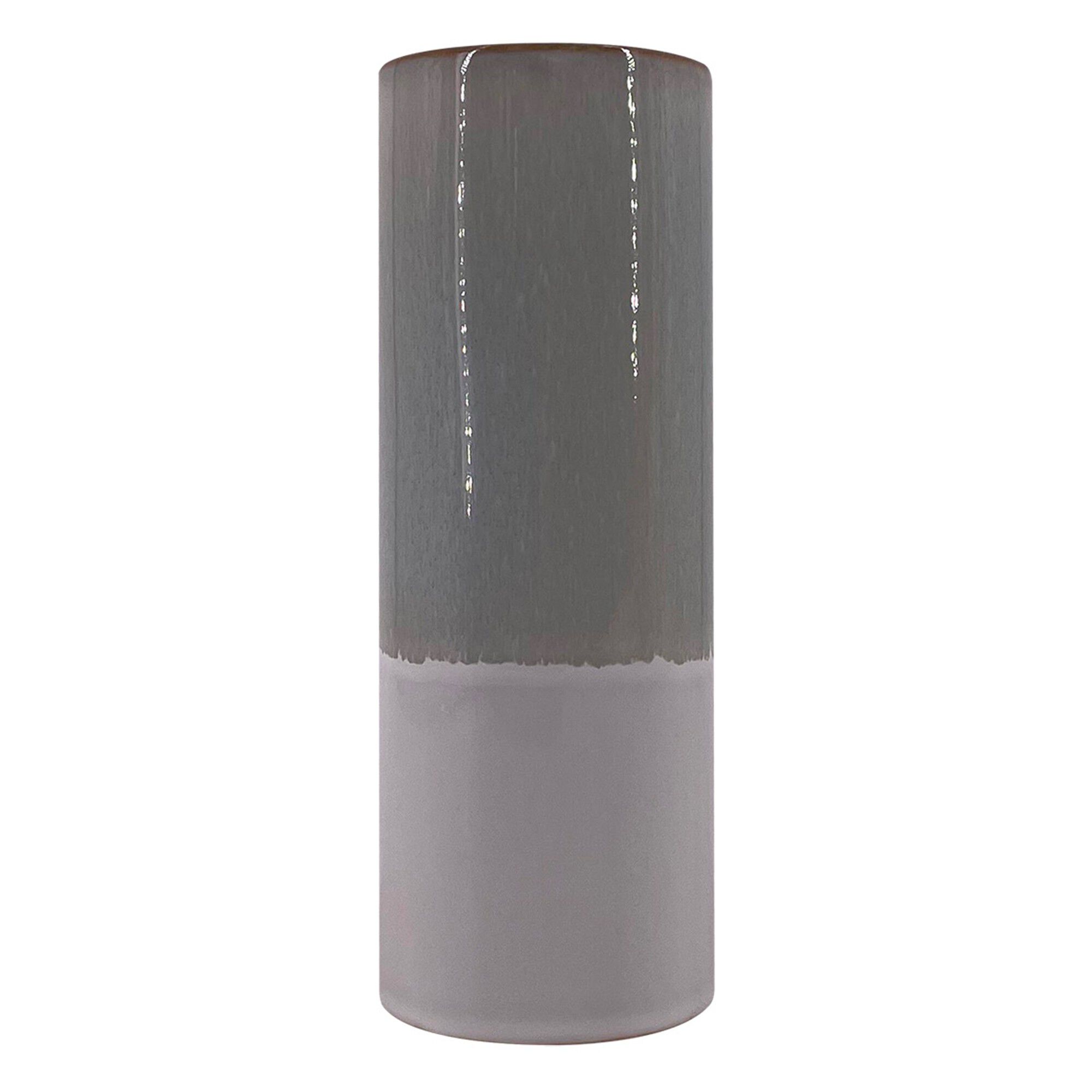 Vase tube bicolore en céramique