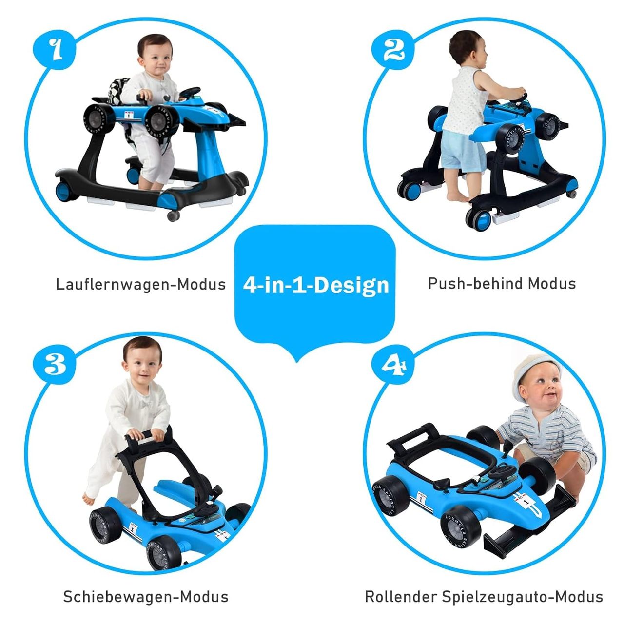 Costway 4 in 1 Lauflernwagen mit einstellbarer Höhe & Geschwindigkeit