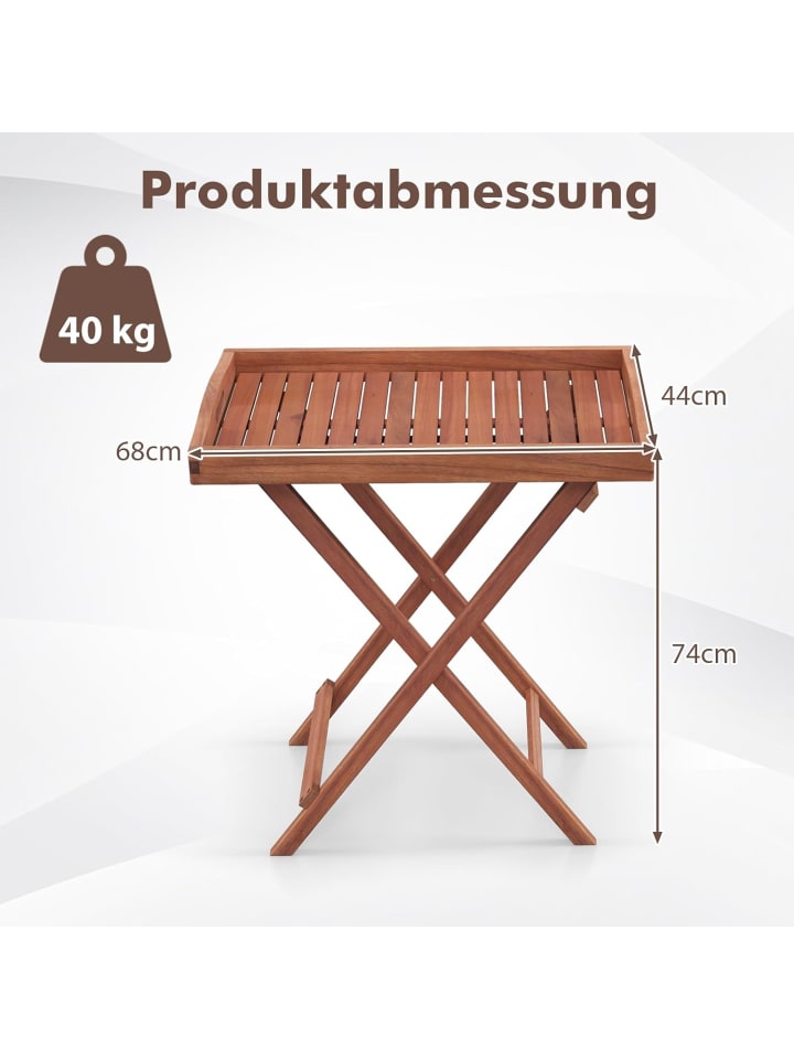 COSTWAY Gartentisch Akazienholz 68x44x74cm in Braun günstig kaufen onesize