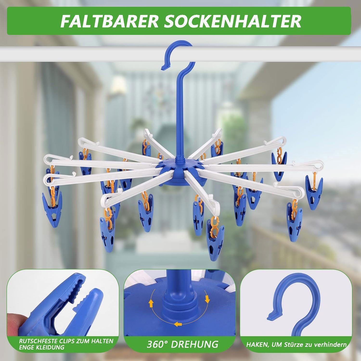 Sarfly Wäscheständer Sockentrockner Wäscheständer, 2 Stück Faltbarer Kleiderbügel, Kunststoff Aufhänger für Socken, Unterwäsche, Kleine Kleidung