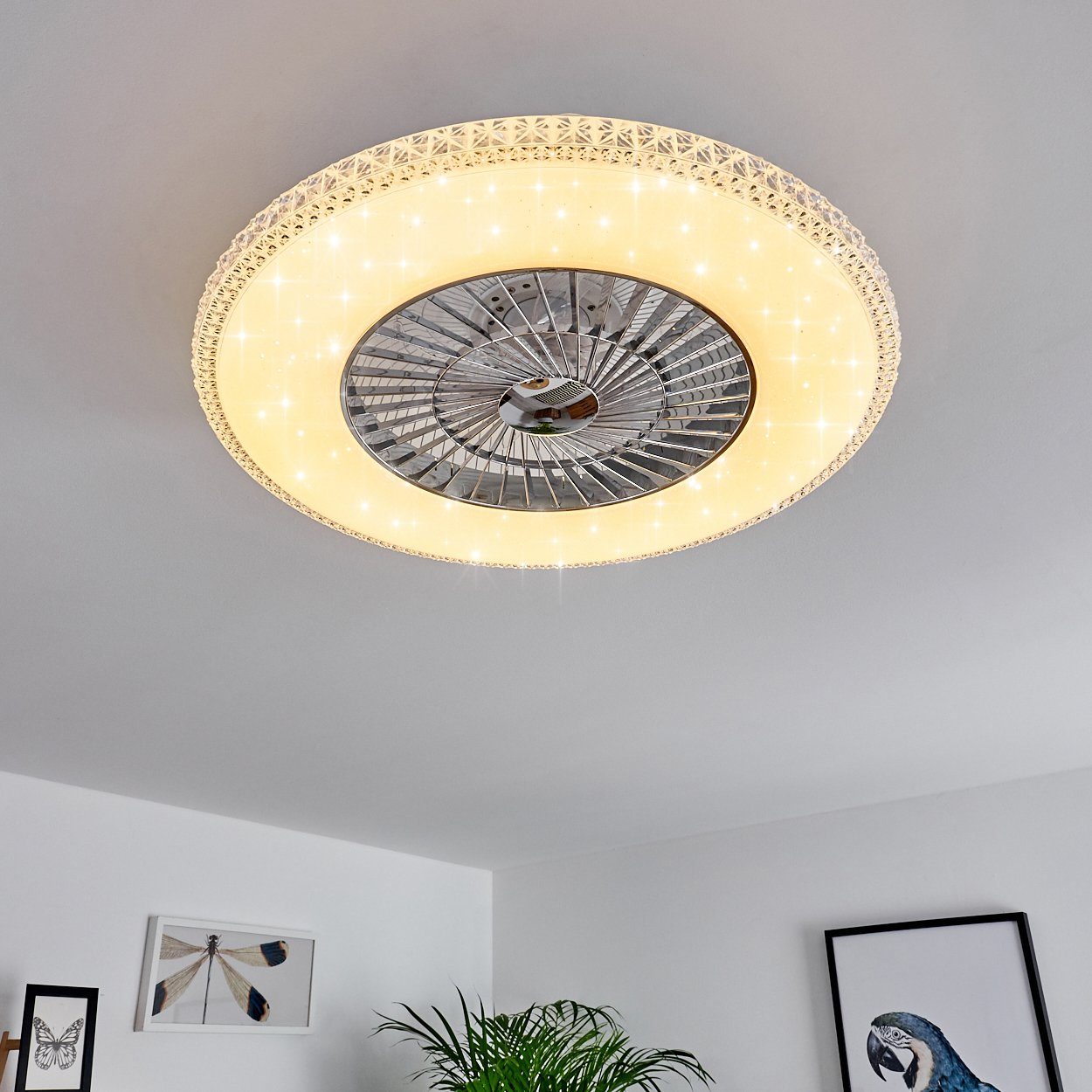hofstein Deckenventilator Vaprio LED Deckenventilator in Weiß/Chorm