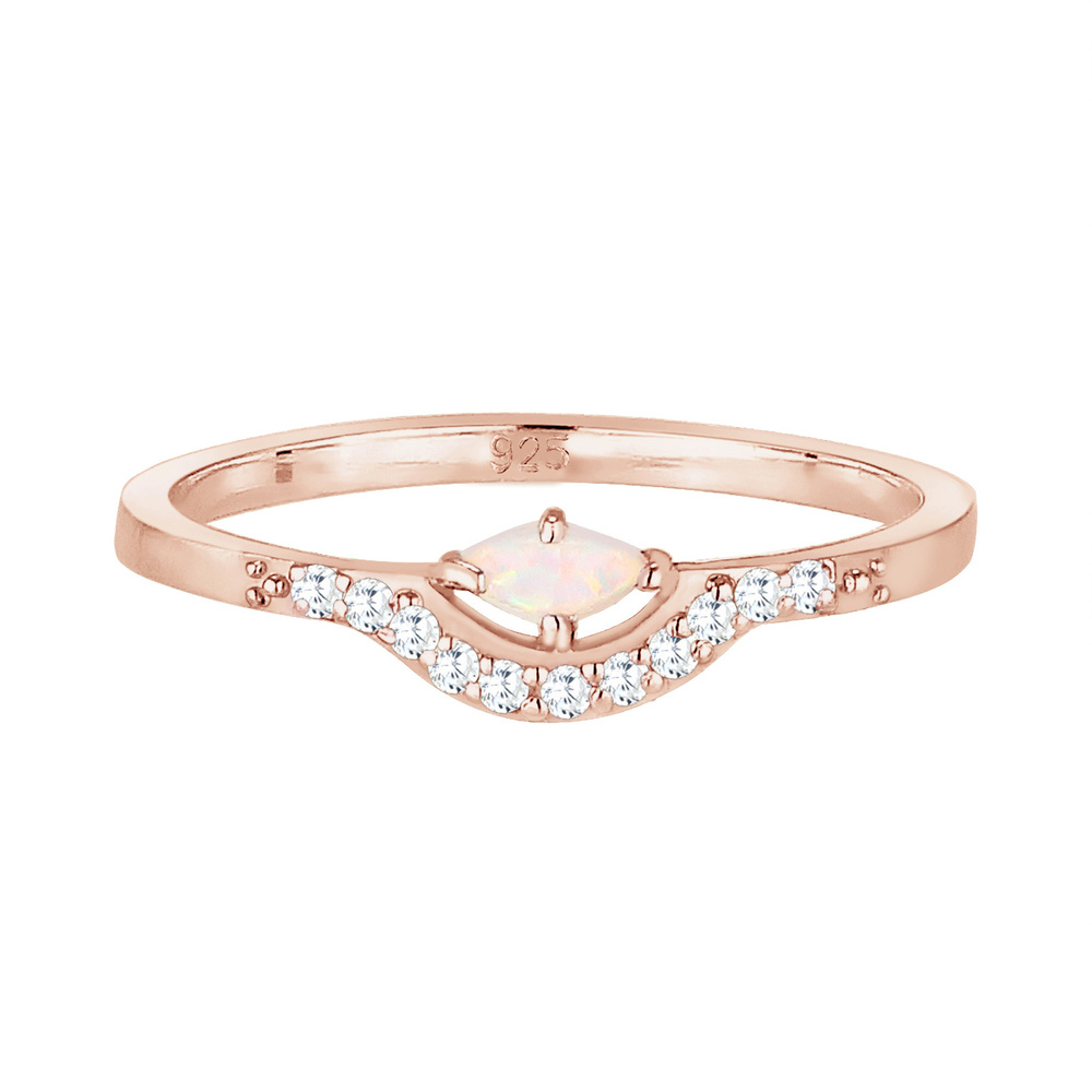 Elli Elli Bague Femme Précieuse Vintage avec Opale de Marquise Zircone en Argent Sterl Bague