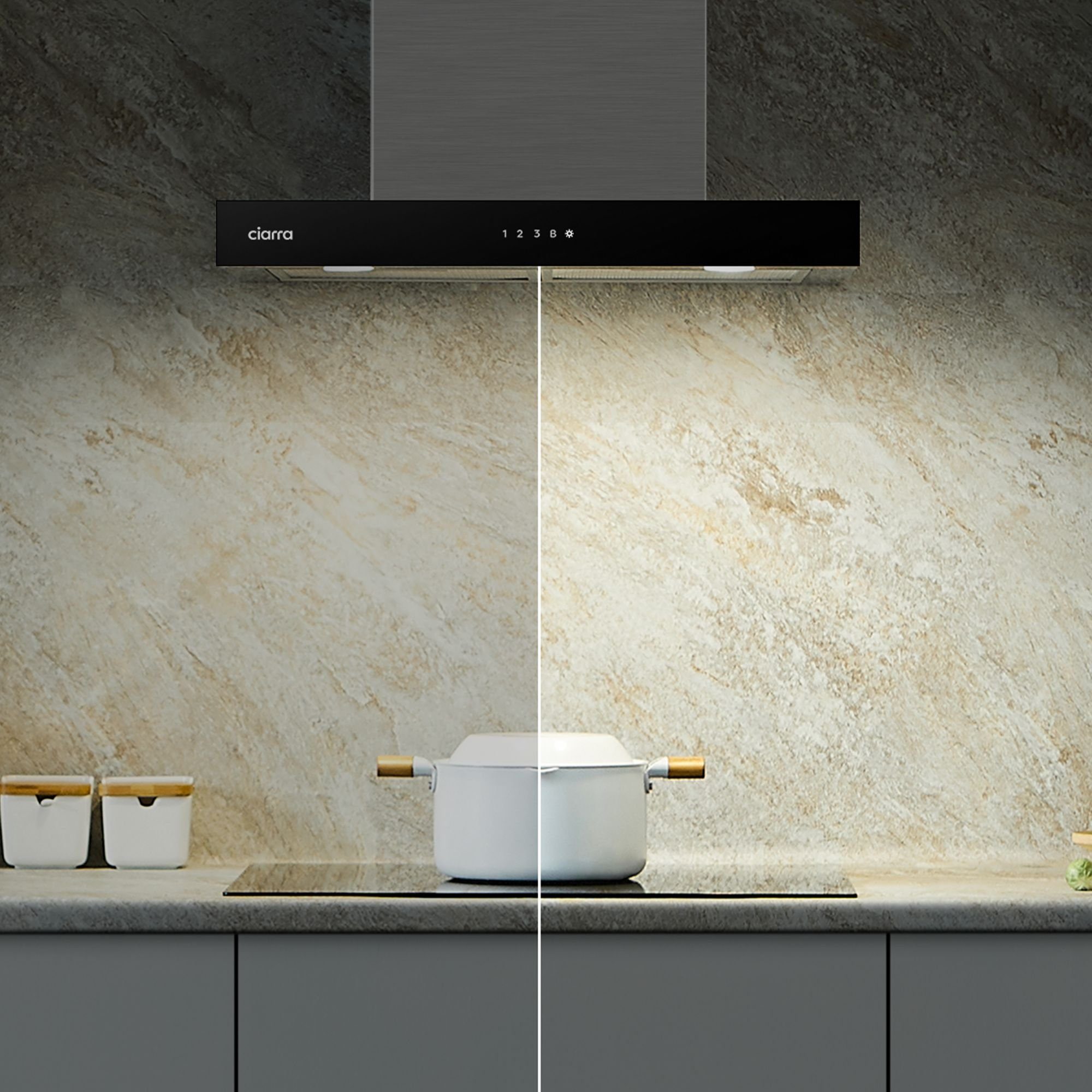 CIARRA Wandhaube CBCS6102, A+++ Dunstabzugshaube 60cm 650m³/h WIFI +APP & Touch Control Boost