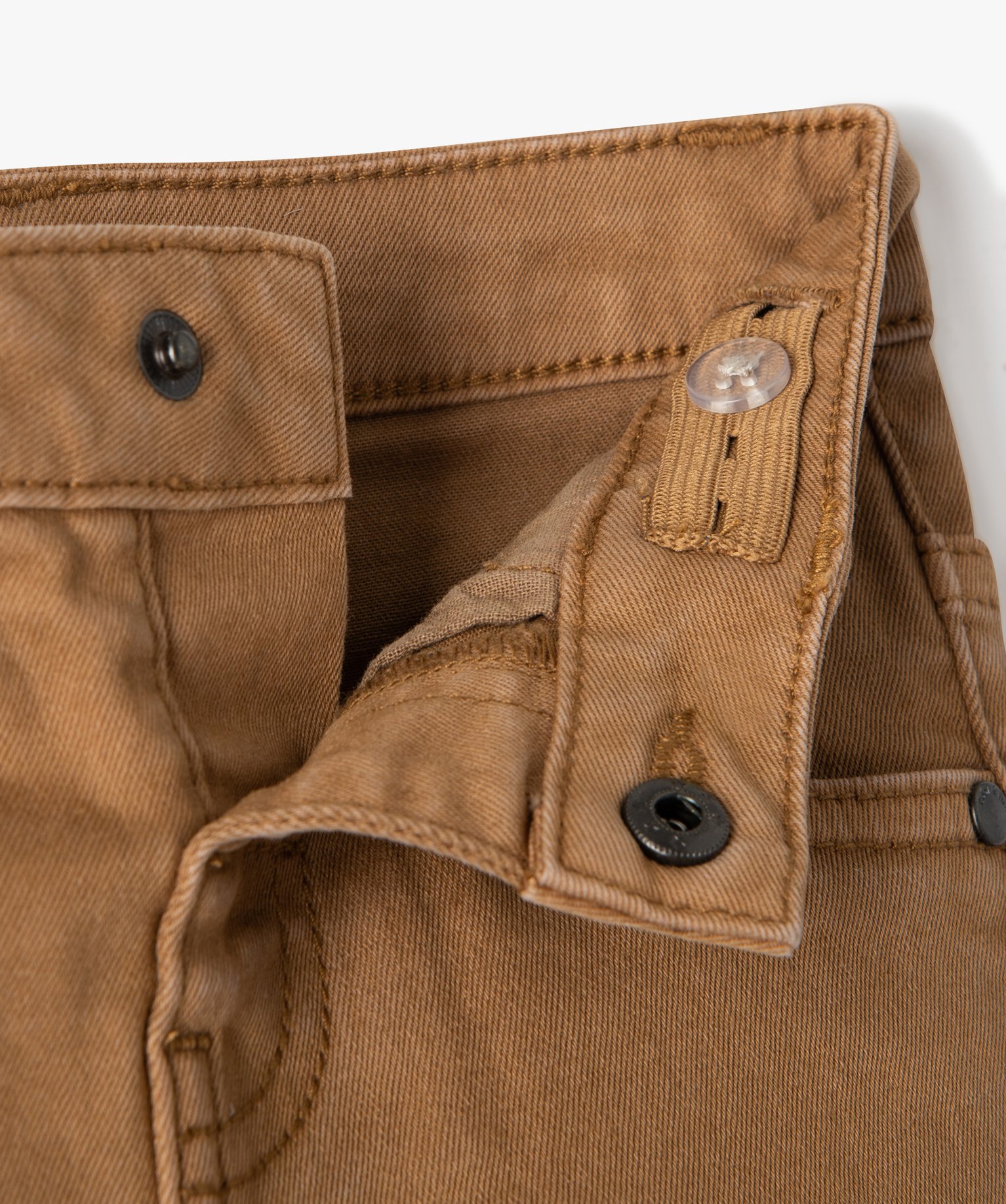 Pantalon bébé Garçon slim en toile extensible unie marron | GEMO