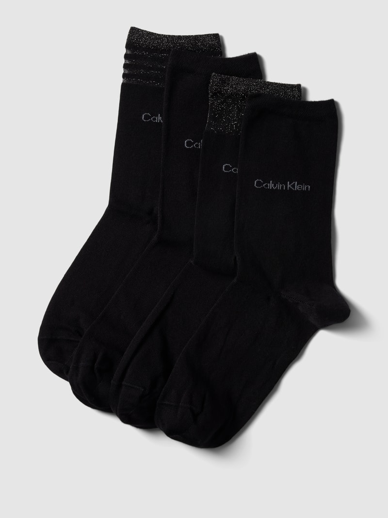 Socken mit Effektgarn im 4er-Pack in schwarz