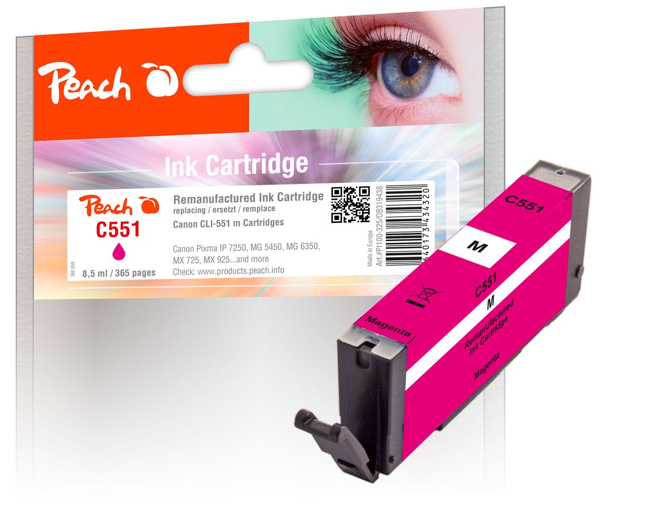 Peach Tintenpatrone magenta ersetzt Canon CLI-551M