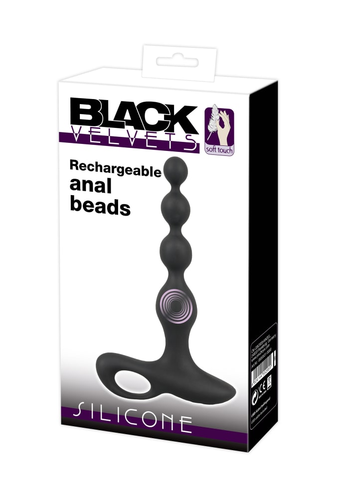 Black Velvets Analvibrator Rechargeable anal beads in schwarz günstig kaufen 20 cm