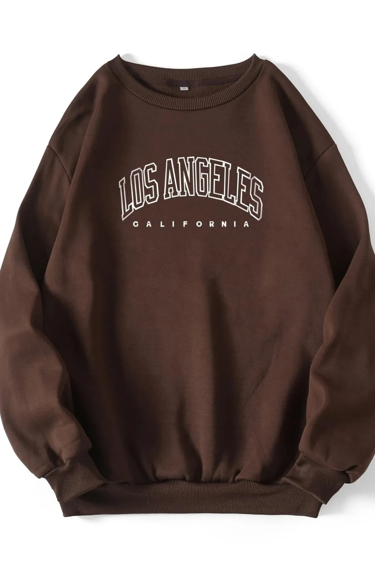 MODAGEN  Unisex-Sweatshirt mit Rundhalsausschnitt, braun, Los Angeles, bedruckt, Oversize
